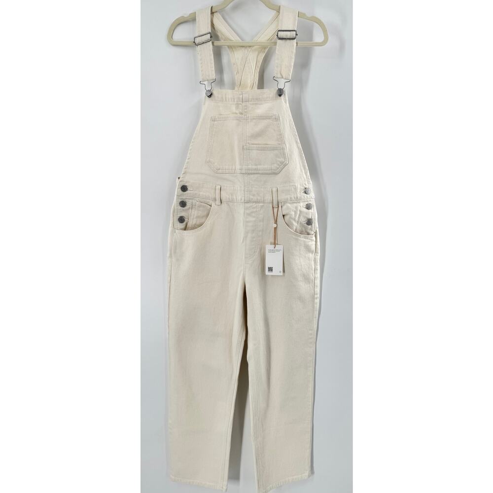 Quince Womens Ivory Denim Overalls White Jeans Pantsuit Jumpsuit
